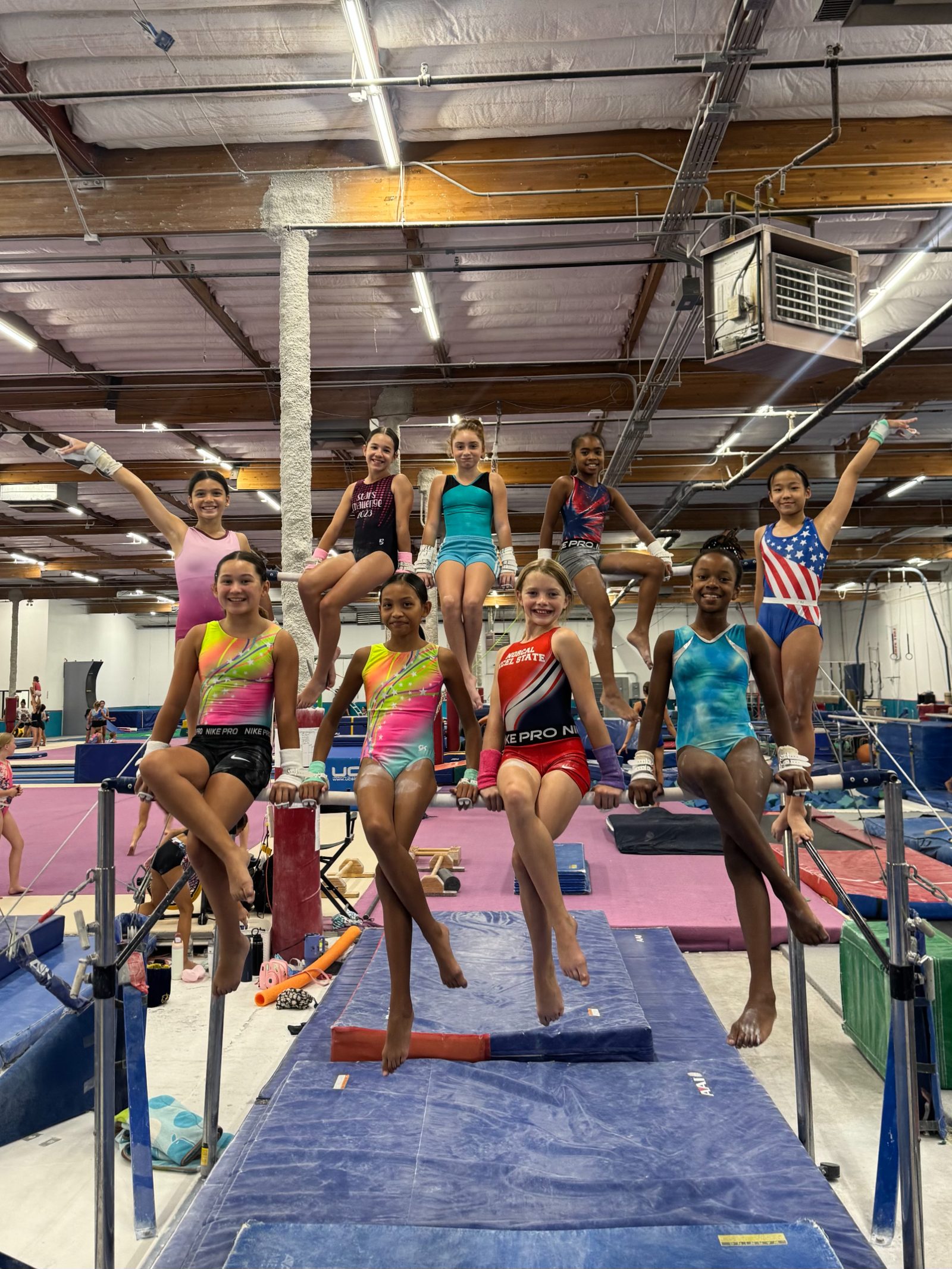 Gymnasts on the floor at Technique